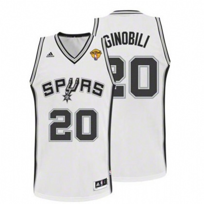 Men's  Spurs #20 Manu Ginobili 2014 NBA Finals White Home Jersey